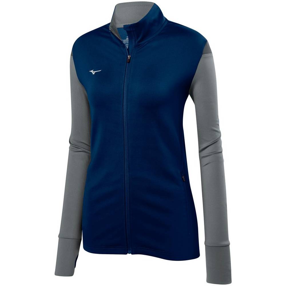 Casaco Mizuno Voleibol Horizon Full Zip - Mulher - Azul Marinho/Cinzentas - VEHKF8021